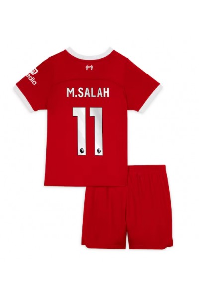 Liverpool Mohamed Salah #11 Jalkapallovaatteet Lasten Kotipeliasu 2023-24 Lyhythihainen (+ Lyhyet housut)